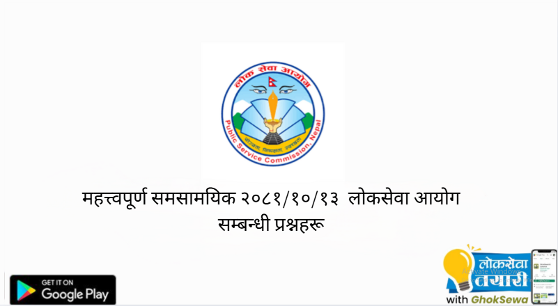 लोकसेवा उपयोगी महत्त्वपूर्ण समसामयिक प्रश्नहरू